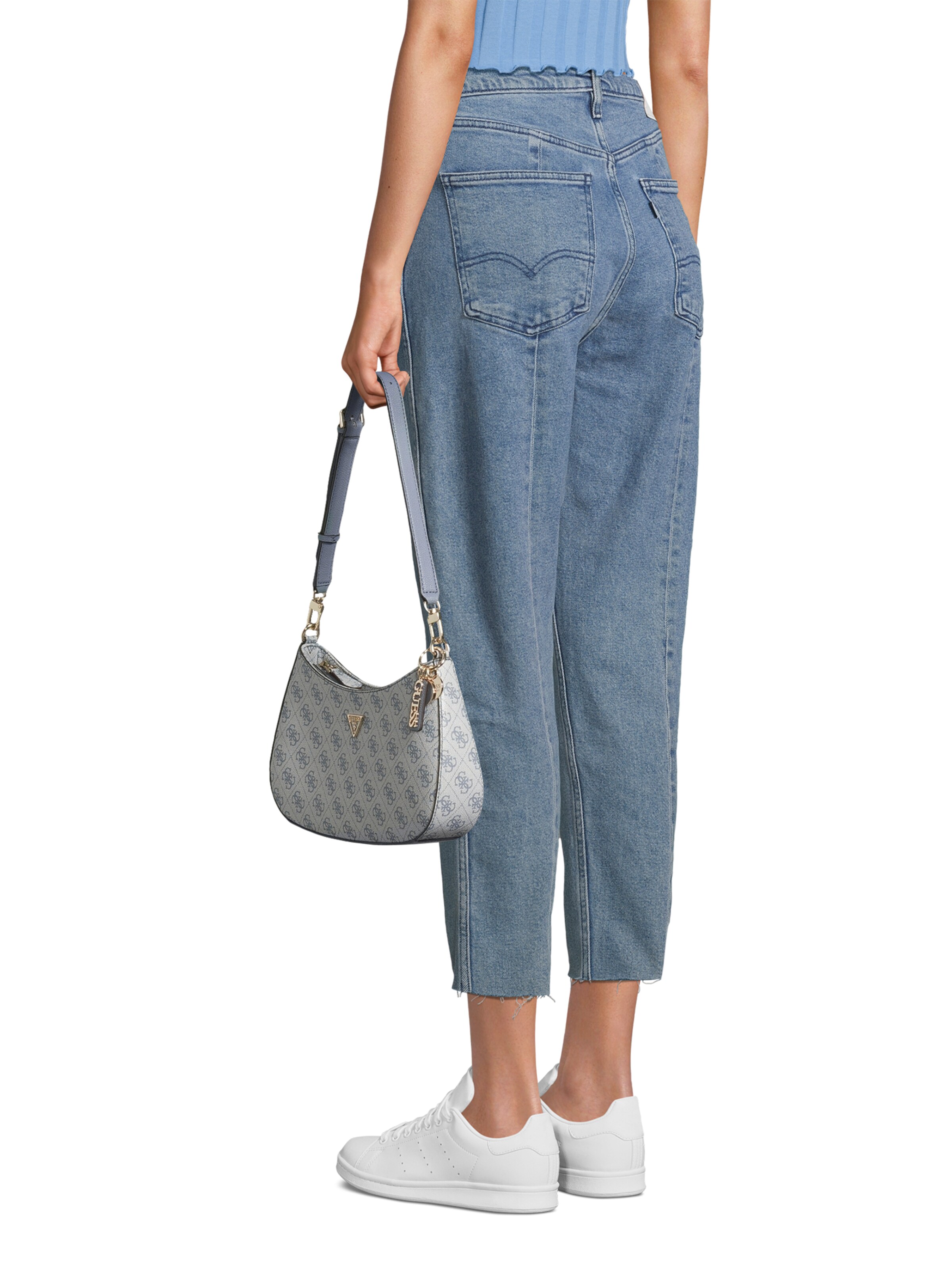 GUESS Shoulder bag 'NOELLE II TOP ZIP SHOULDER BAG' in Blue: front