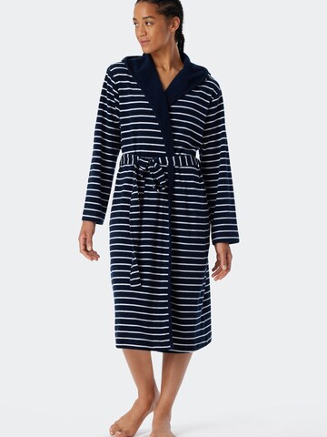 SCHIESSER Short Bathrobe 'Feather Terry' in Blue: front