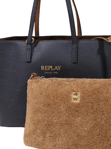 REPLAY Shoppingväska 'PLAIN SYNTHETIC + VELVETY SYNTHETIC + CU FW01CA.000.A7243Y' i svart