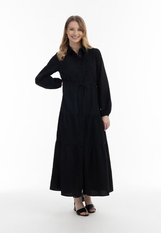 usha WHITE LABEL Shirt Dress in Black: front