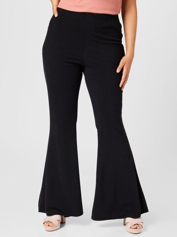 Nasty Gal Plus Flared Trousers in Black: front