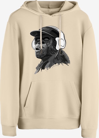 Felpa 'Monkey Mit DJ-Kopfhörer' di Cotton Prime in beige: frontale