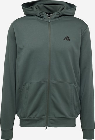 ADIDAS PERFORMANCE Athletic Zip-Up Hoodie in Grey: front