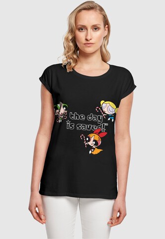 ABSOLUTE CULT Shirt 'The Powerpuff Girls - The Day Is Saved' in Zwart: voorkant