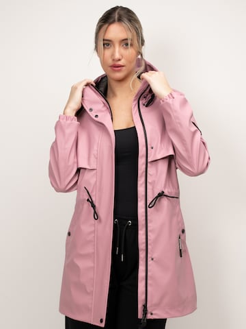 Giacca per outdoor ' Aurora-Regenmantel mit Cape ' di JACK1T in rosa: frontale