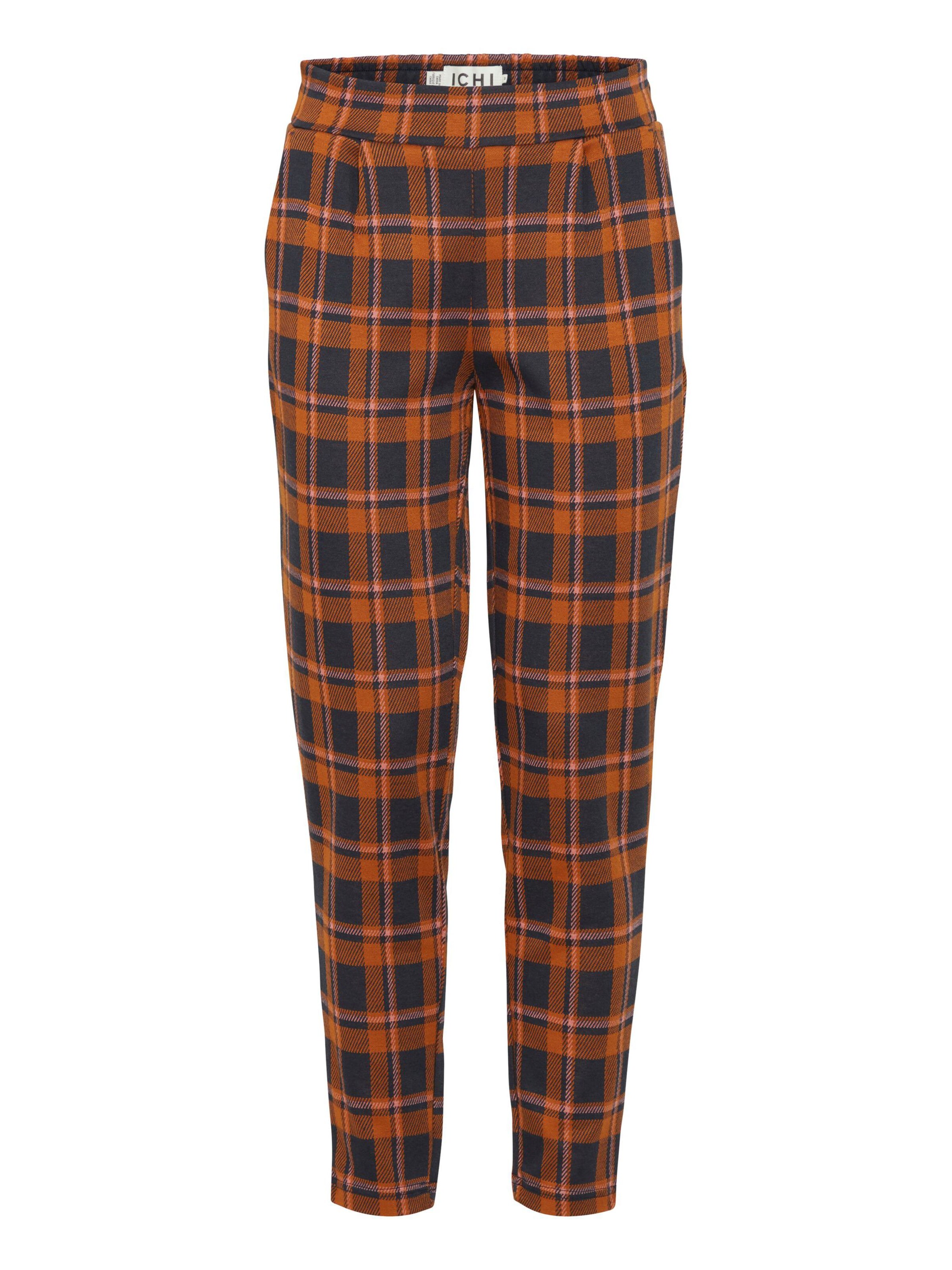 ICHI Slimfit Bandplooibroek 'IHKate' in Oranje: voorkant