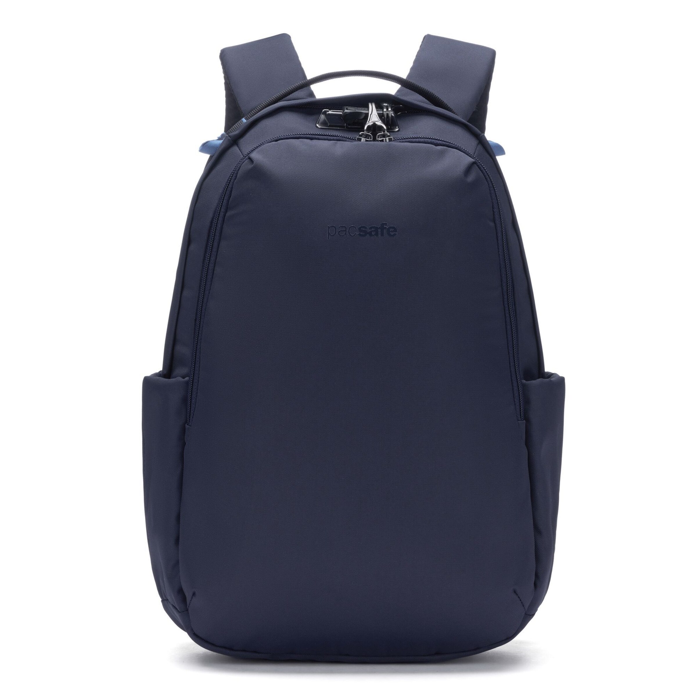 Zaino di Pacsafe in blu: frontale