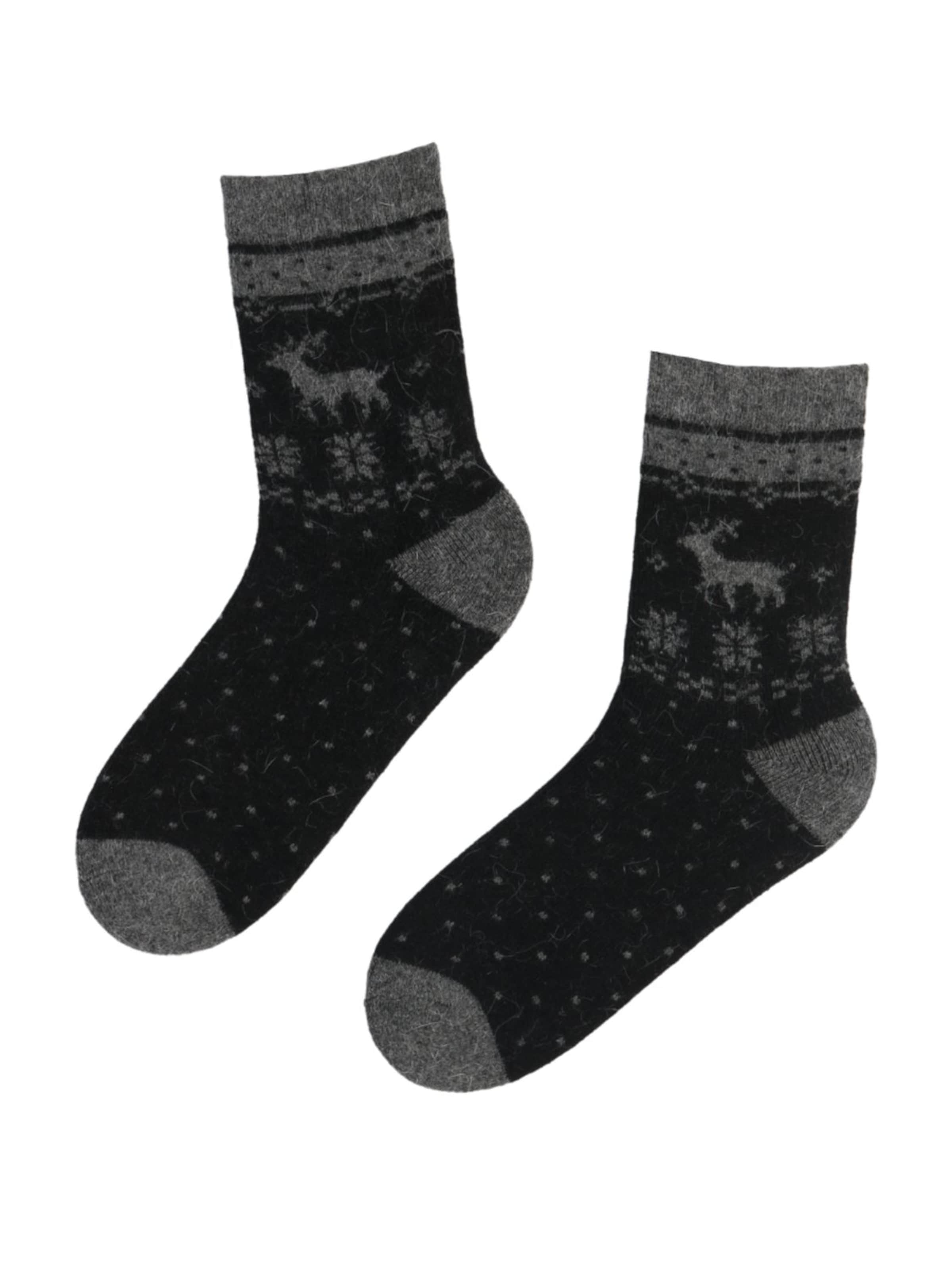Sokisahtel - Calcetines 'SNOWFALL wool socks' en negro: frente