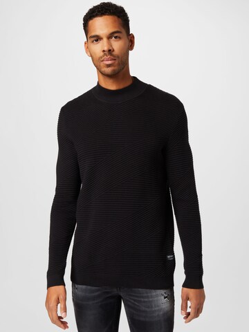 TOM TAILOR DENIM Sweater in Black: front