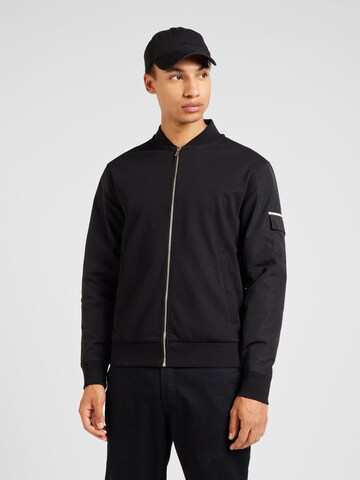 BOSS Zip-Up Hoodie 'Skiles' in Black: front