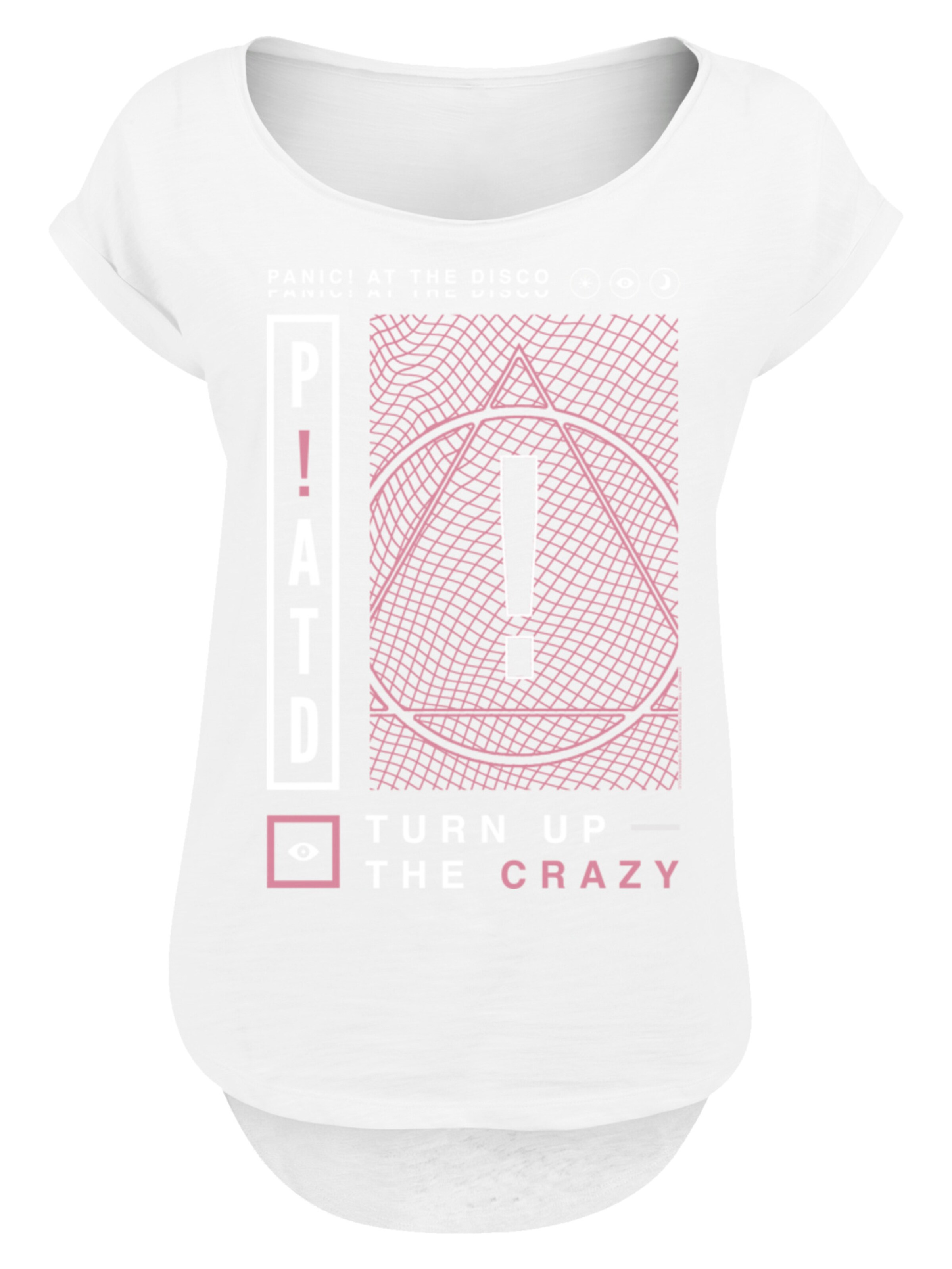 F4NT4STIC Shirt 'Panic At The Disco Turn Up The Crazy' in White: front