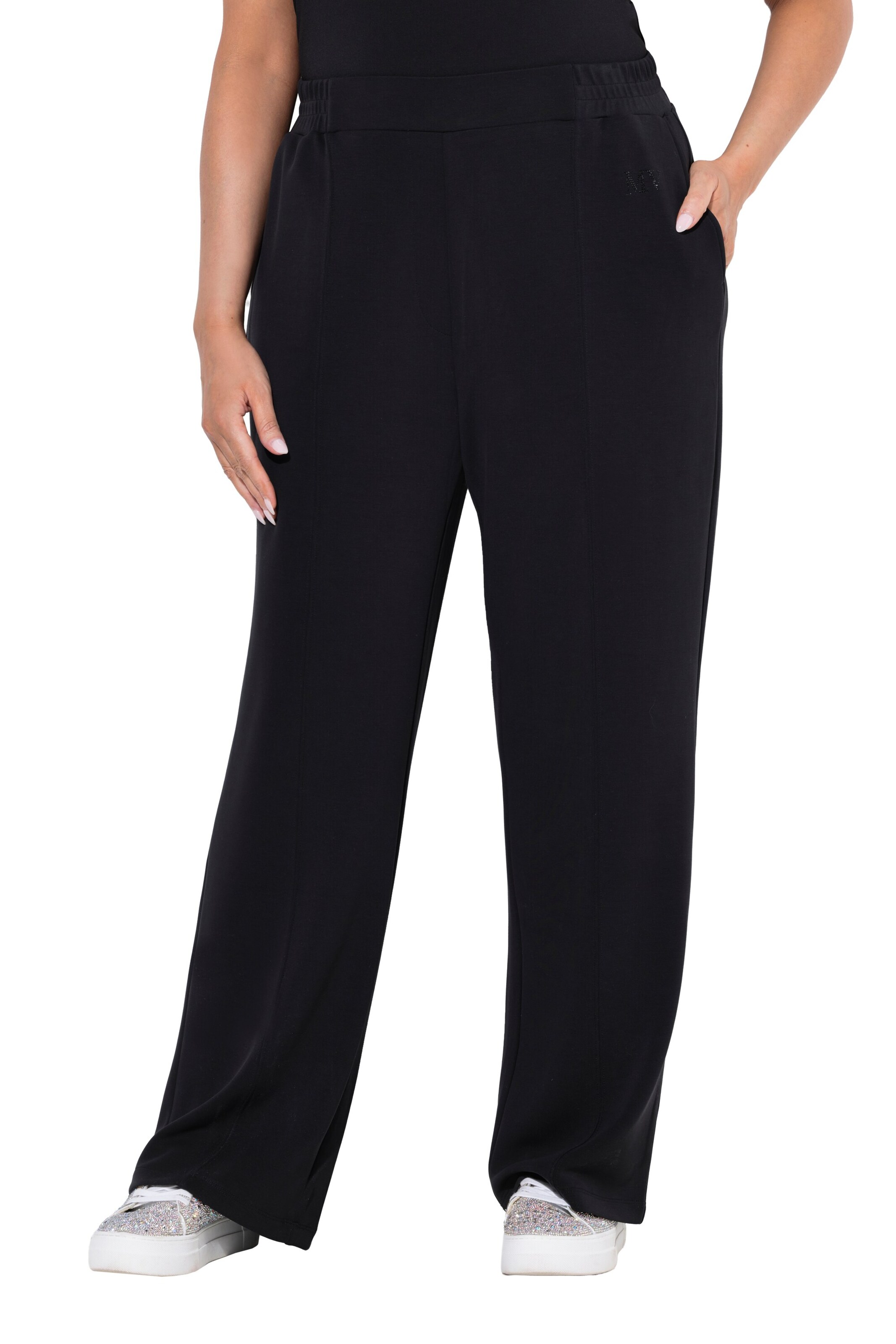 Ulla Popken Regular Broek in Zwart: voorkant