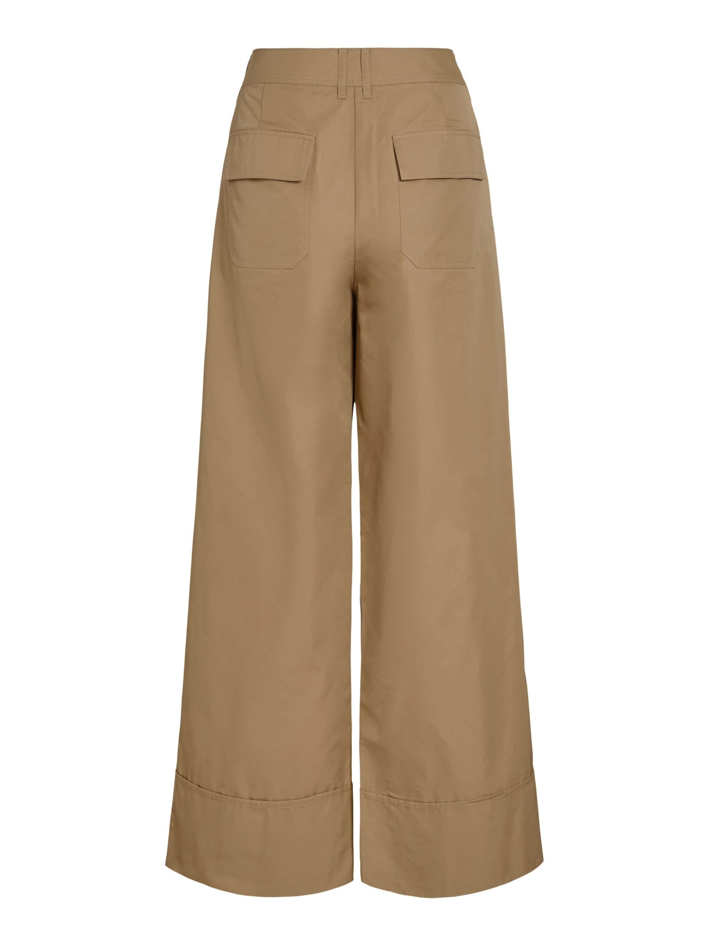 ROUGE EDIT Wide leg Bandplooibroek in Bruin