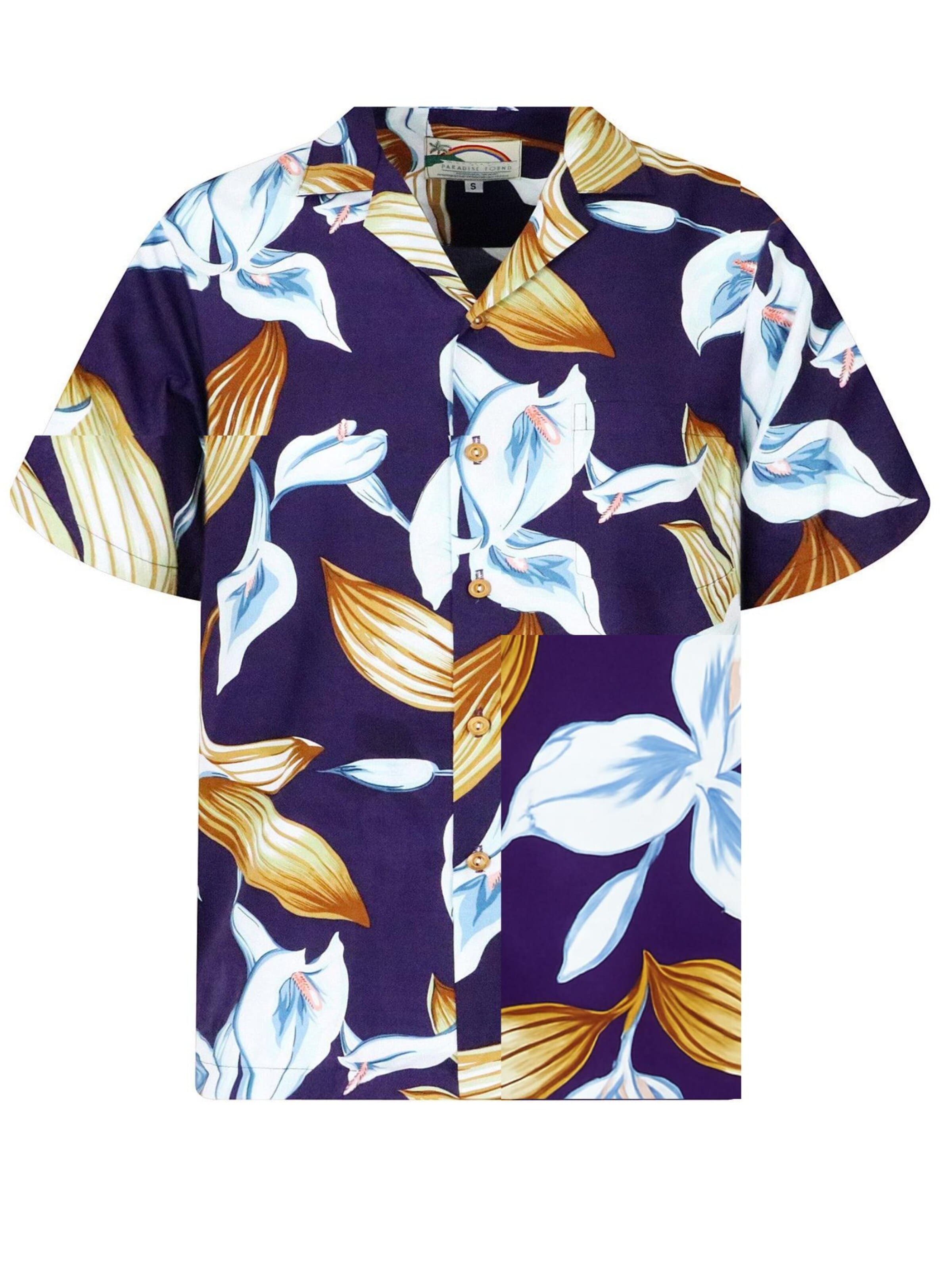 Paradise Found Regular Fit Hemd 'Tom Selleck Calla Lily'‌‌‌‌‌‌‌‌‌ in Lila: Vorderseite