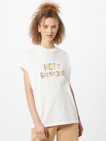Thinking MU - Camiseta 'HOPE BLOSSOMS' en blanco: frente