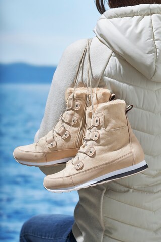 VIVANCE Lace-Up Boots in Beige