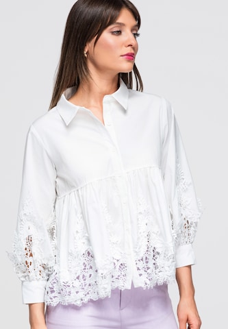 Ombre Bluse in Weiß