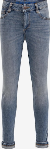 WE Fashion Slimfit Jeans in Blauw: voorkant