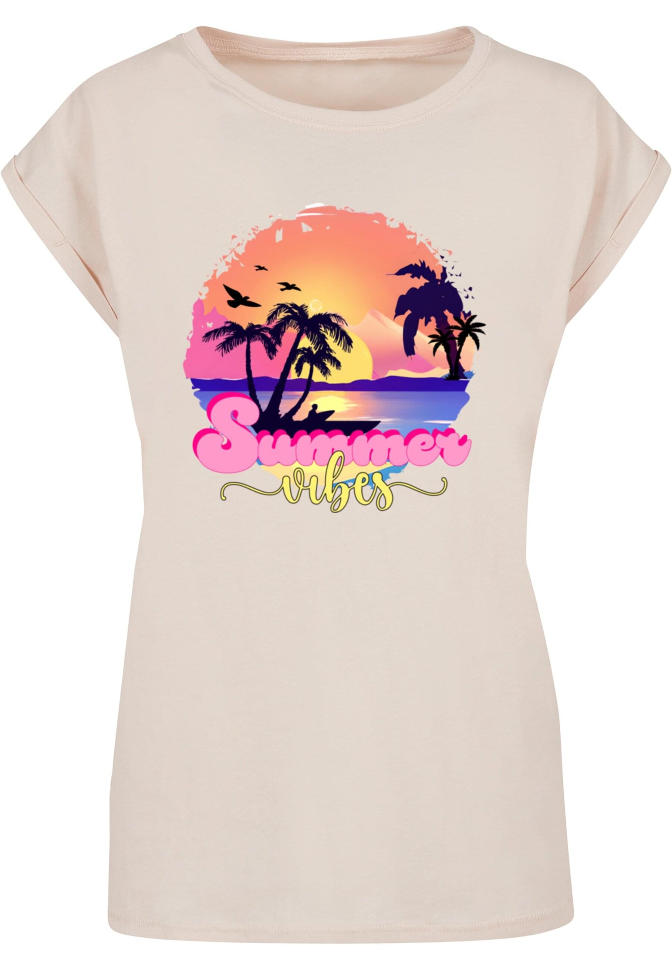 Merchcode Shirt 'Summer Vibes Sunset' in Beige: front
