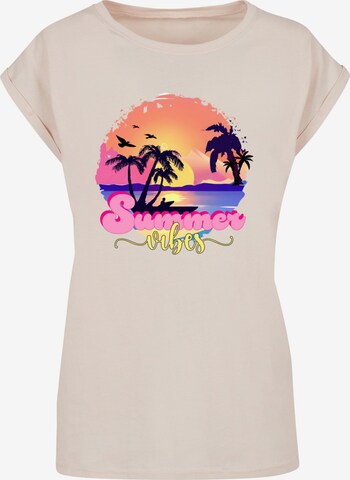 Merchcode T-Shirt 'Summer Vibes Sunset' in Beige: predná strana