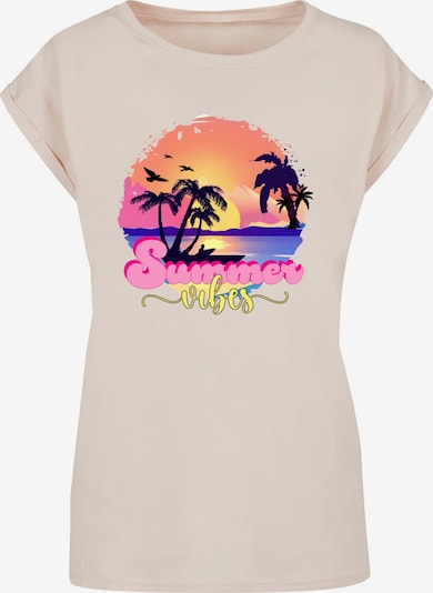 Merchcode T-shirt 'Summer Vibes Sunset' en beige / bleu nuit / saumon / rose clair, Vue avec produit