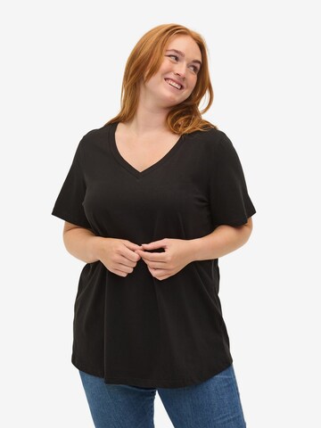 T-shirt Zizzi en noir : devant