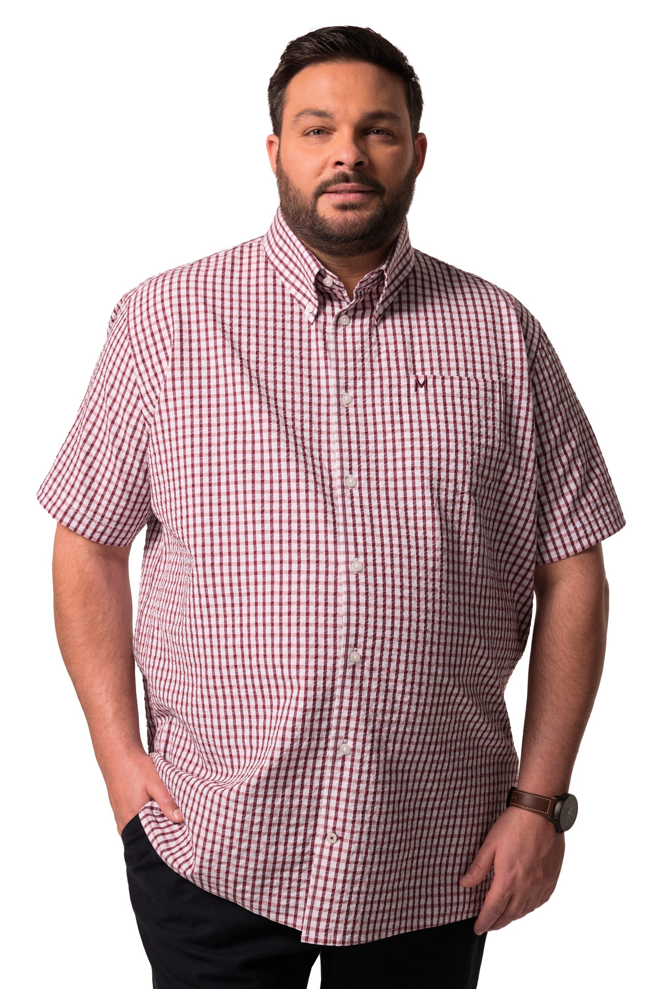 Men Plus Regular Fit Hemd in Rot: Vorderseite