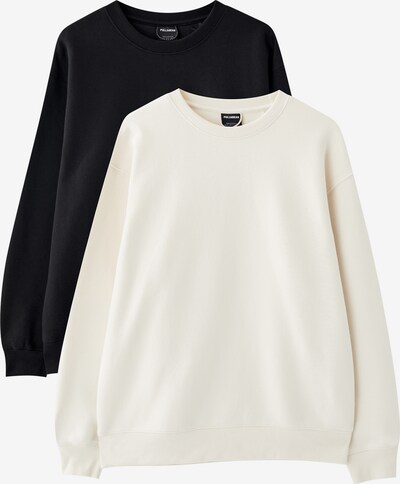 Pull&Bear Sweat-shirt en noir / blanc, Vue avec produit