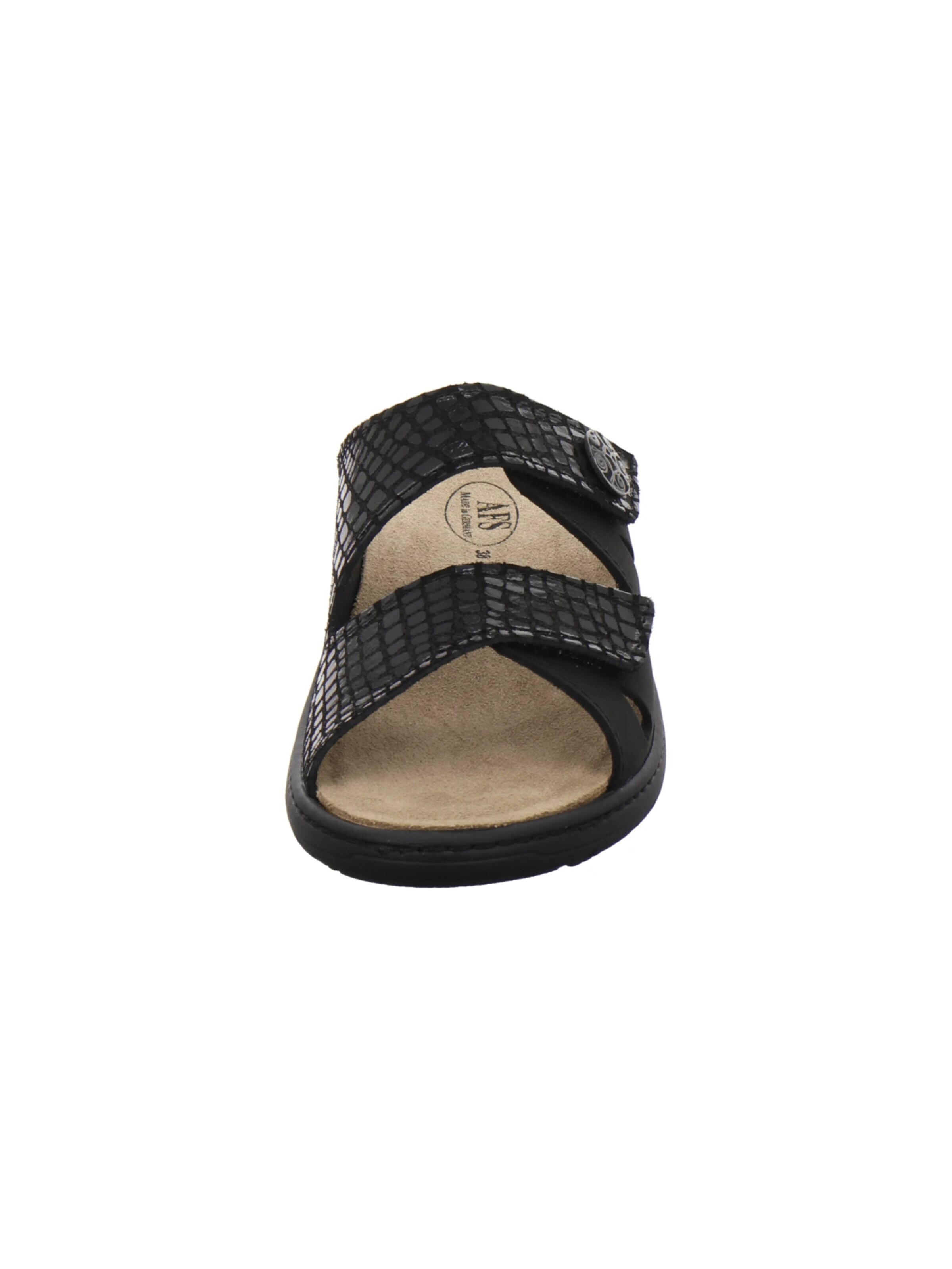 AFS-Schuhe - Zapatos abiertos 'Pantoletten Damen Wechselfußbett schwarz-crocco' en negro