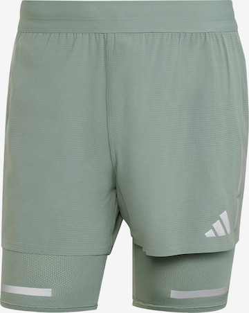 regular Pantaloni sportivi 'Ultimate Running Reflective 2-in-1' di ADIDAS PERFORMANCE in verde: frontale