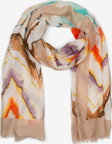 styleBREAKER Schal 'Leichter Schal mit Zick-Zack Muster' in Braun: Vorderseite