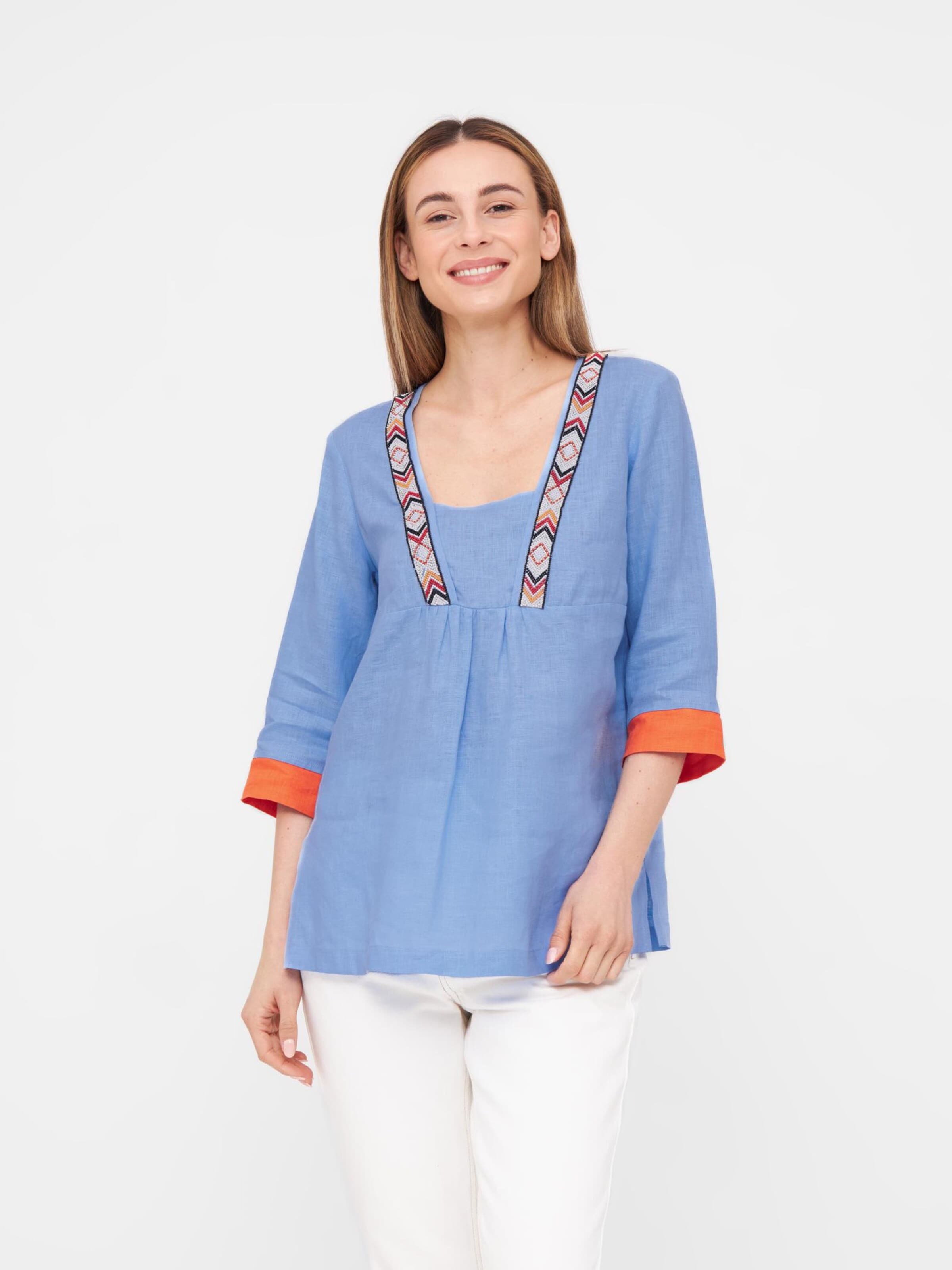 TOOche Blouse 'Happy' in Blue: front