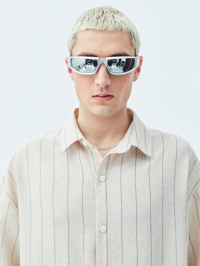 VAMOS CLO Button Up Shirt in Ecru / Grey, Item view