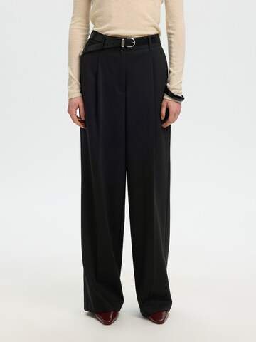 Wide Leg Pantalon à pince 'SLWMARA' SELECTED en noir : devant