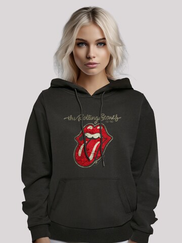 F4NT4STIC Sweatshirt 'The Rolling Stones Plastered Tongue Washed' in Black: front