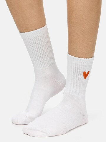 Chaussettes ' Good Vibes Motiv Statement Socken Tennissocken ' Nur Die en blanc : devant