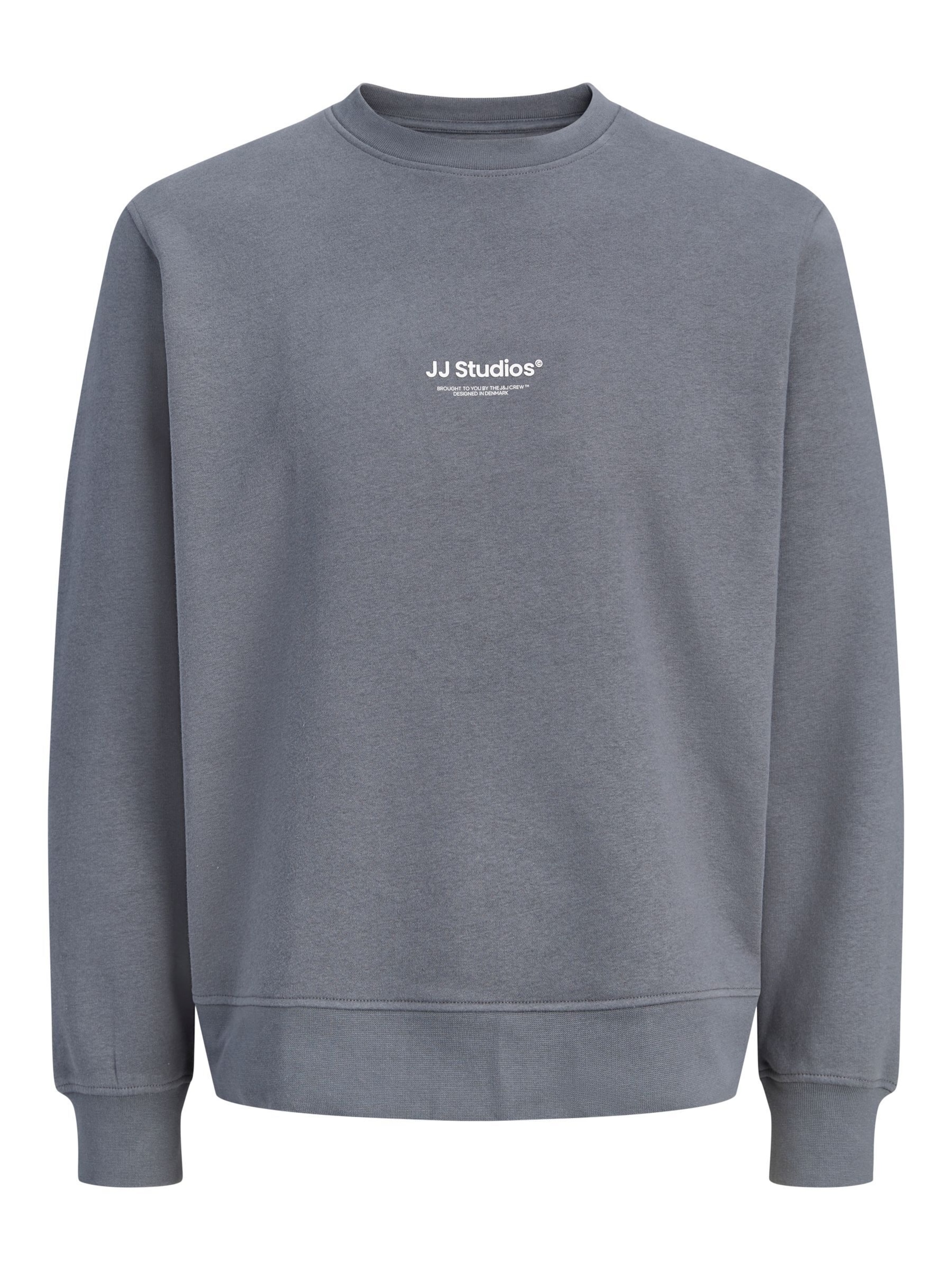 JACK & JONES Sweatshirt 'JJESoho' in L in de kleur Grijs / Wit, Productweergave