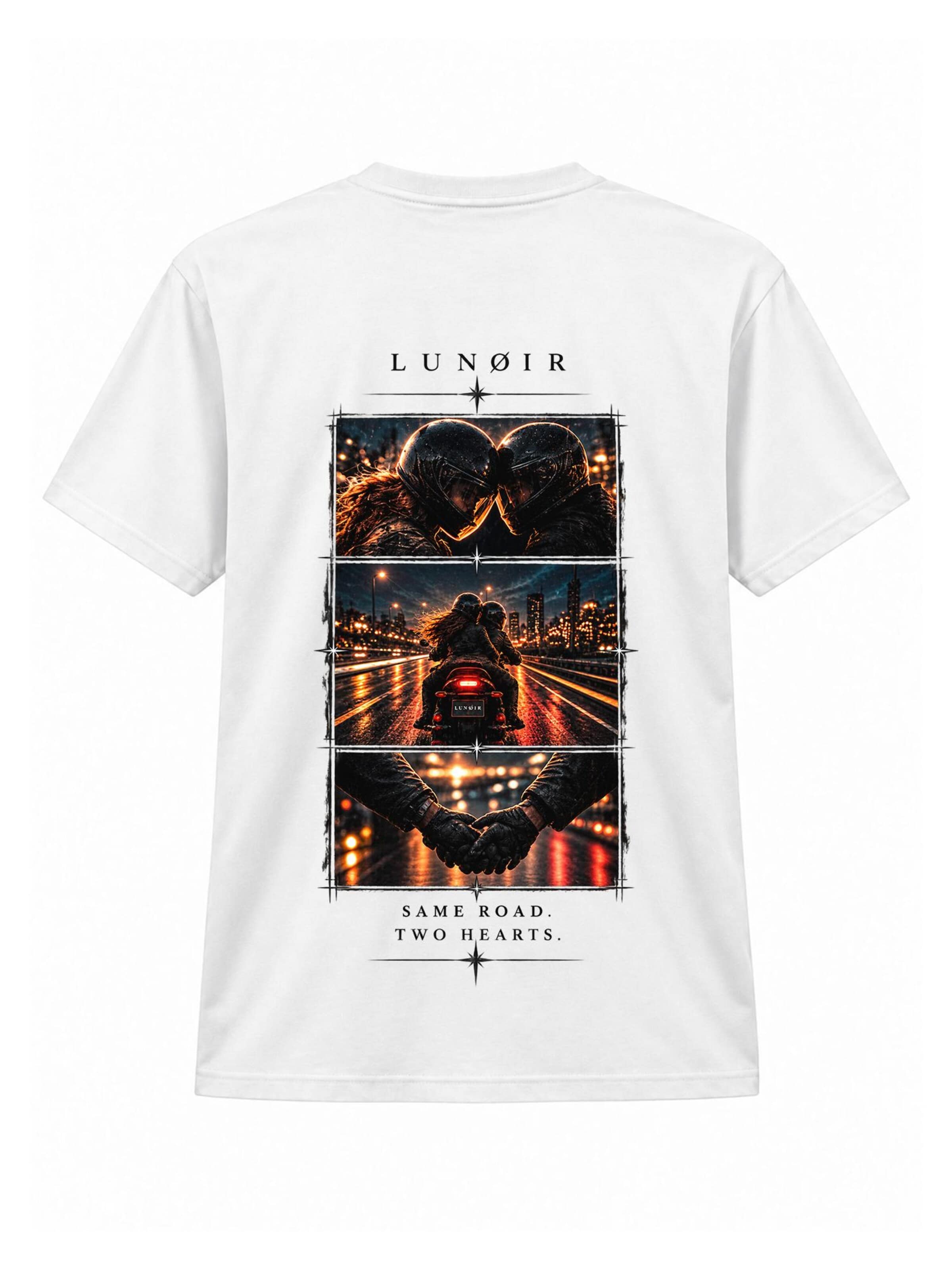 LUNØIR Studio Shirt 'Same Road Two Hearts'‌‌‌‌‌‌‌‌‌ in Weiß: Vorderseite