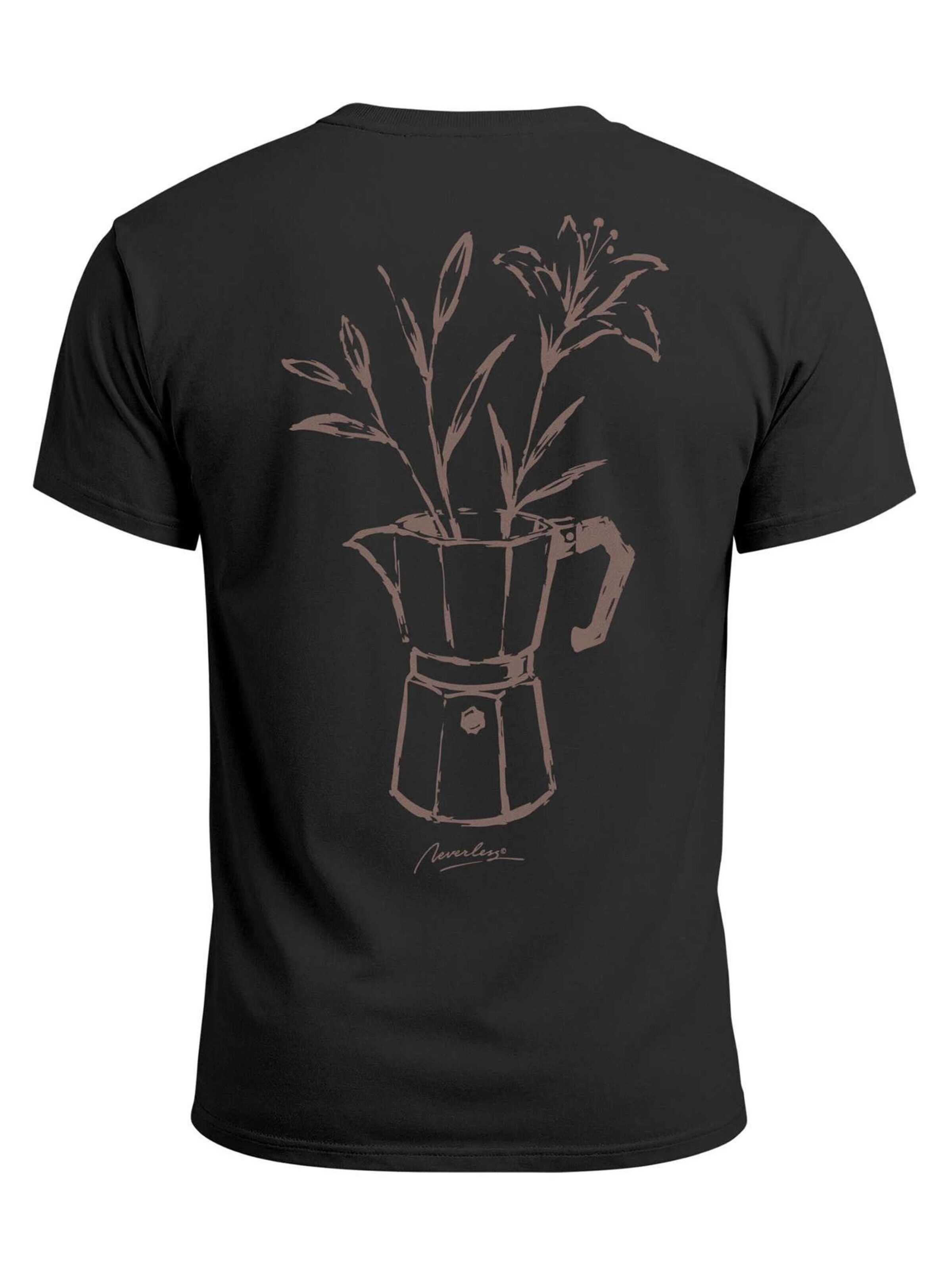 Neverless Shirt 'Mokka Flowers' in Black: front