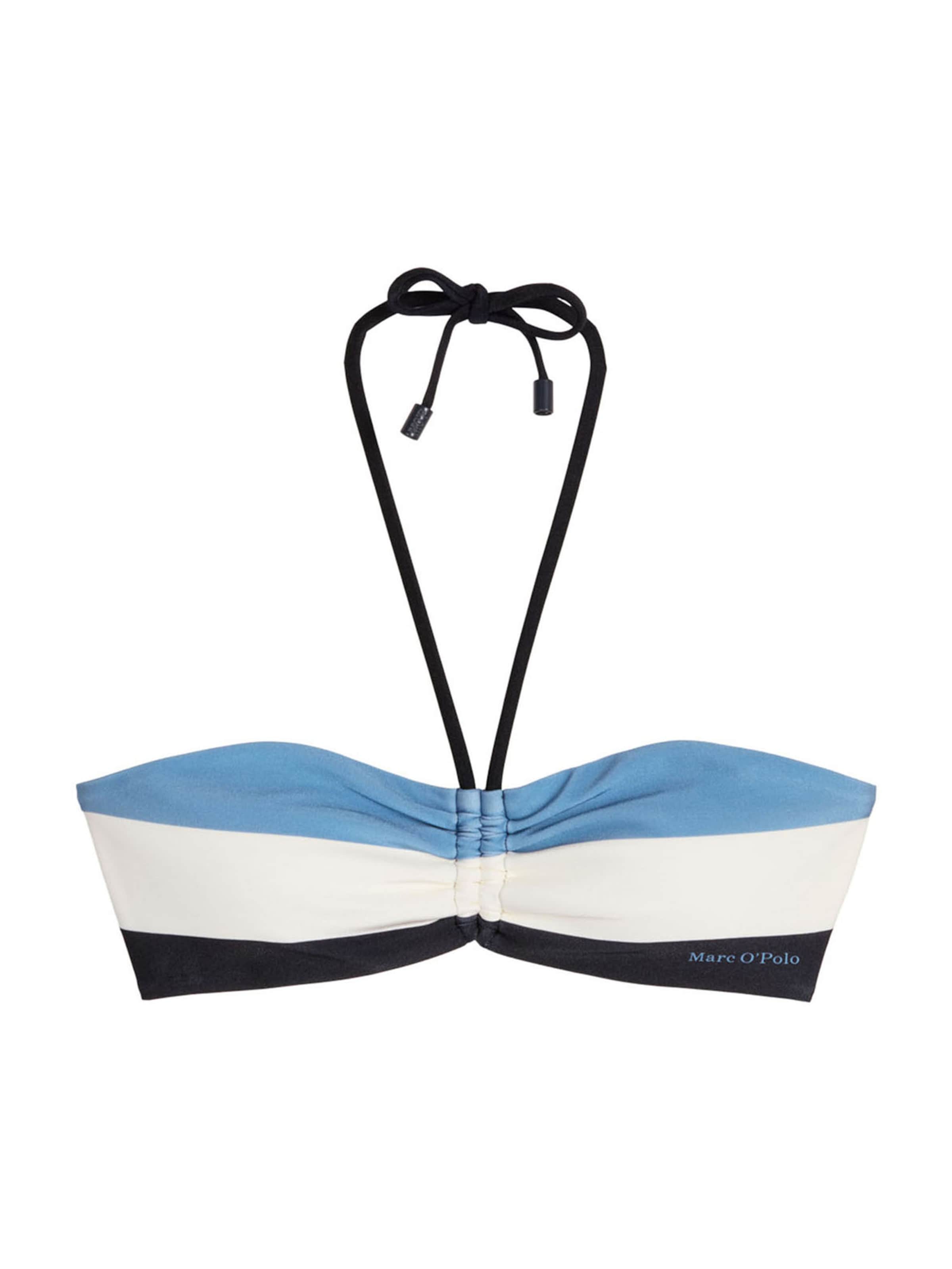 Marc O'Polo Bandeau Triangel-Bikini-Top ' Summer Stripes ' in Blau: Vorderseite