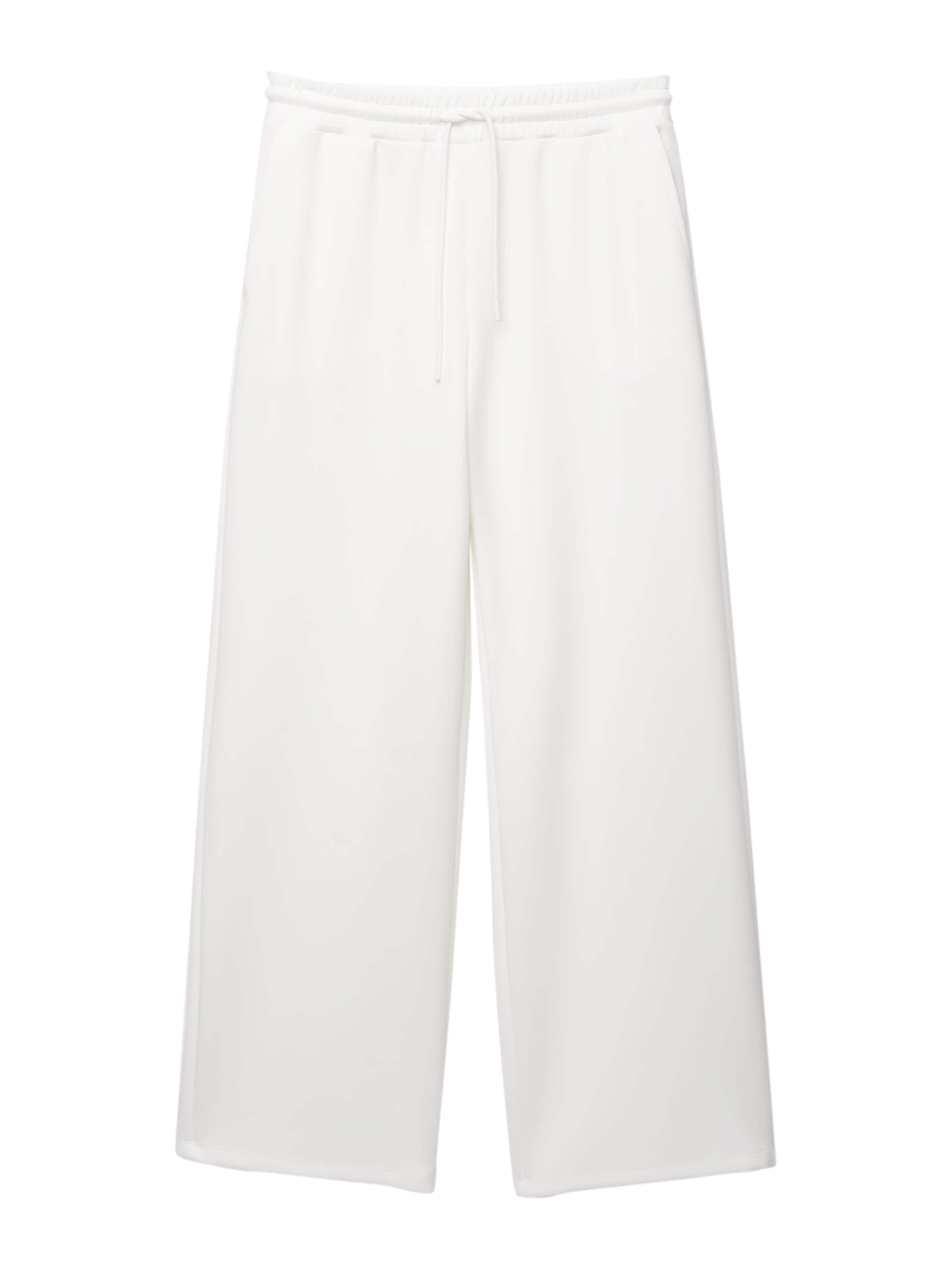 Pull&Bear Wide leg Trousers in White: front