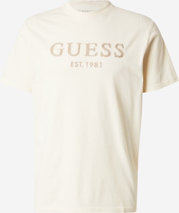 T-Shirt GUESS en beige : devant