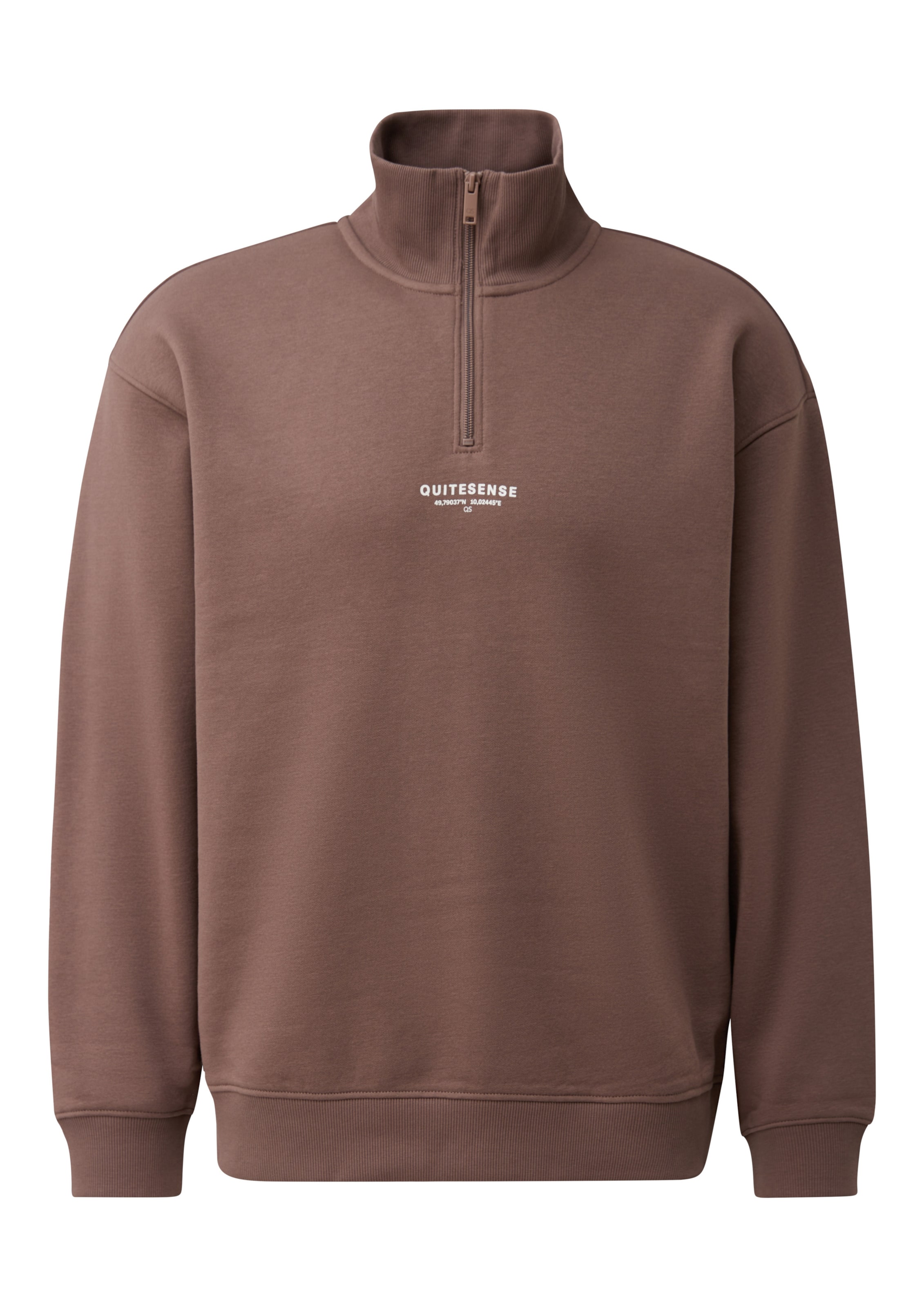Sweat-shirt QS en marron : devant