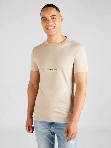 T-Shirt Calvin Klein Jeans en beige : devant