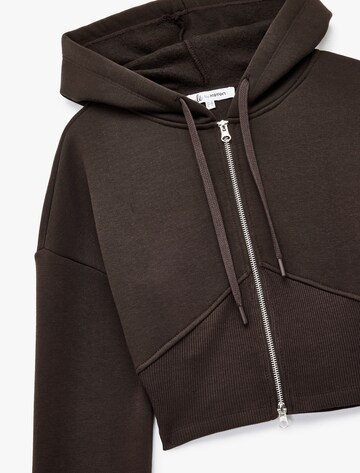 Koton Zip-Up Hoodie in Brown