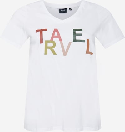 Tricou 'FIERCE' Zizzi pe galben / verde pin / roz pitaya / roșu pepene / alb, Vizualizare produs