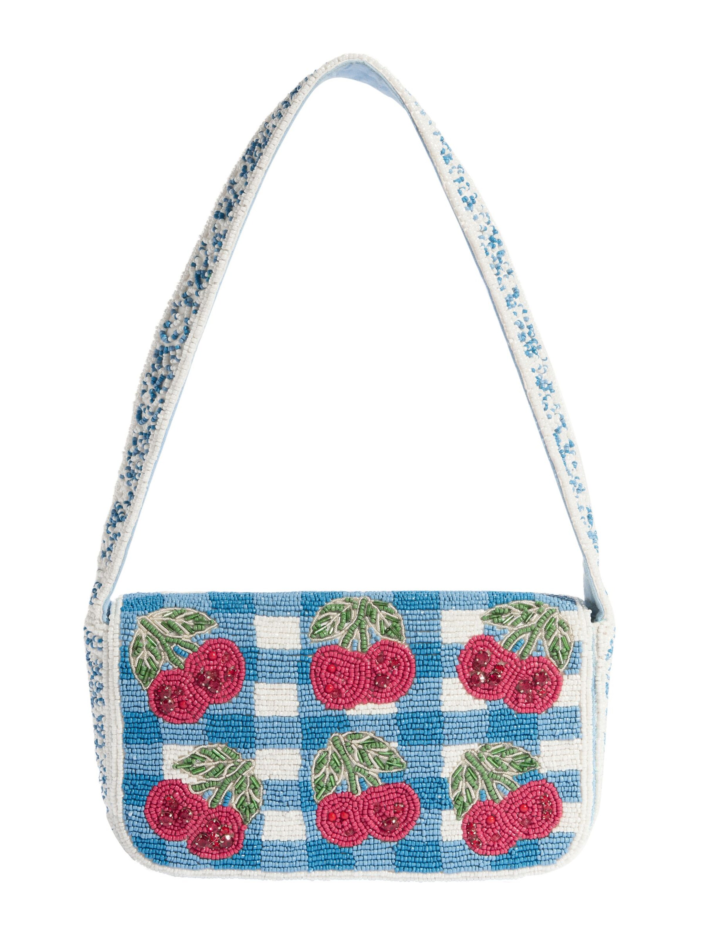 love & roses - Mala de ombro em azul: frente