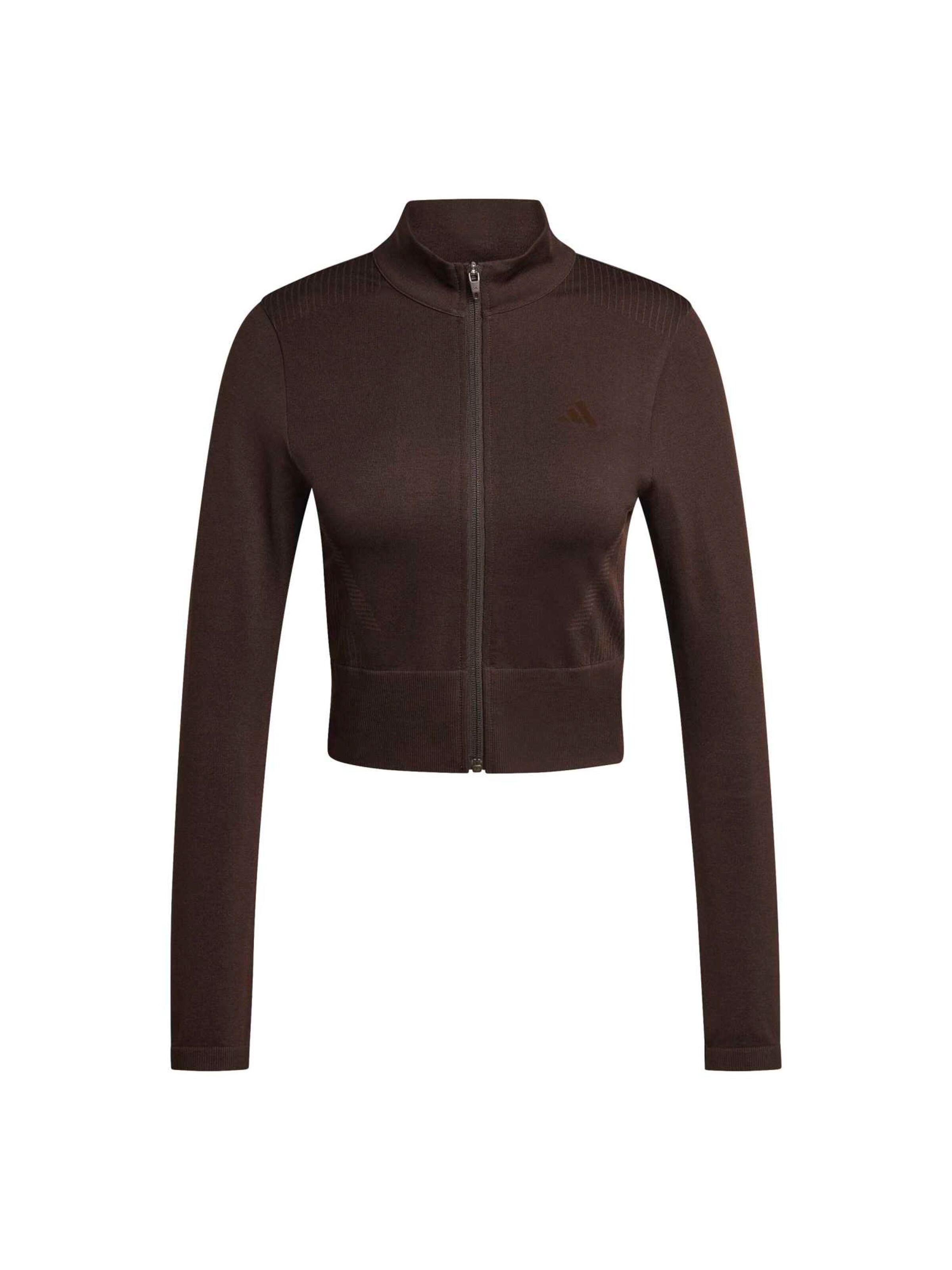 ADIDAS PERFORMANCE Gebreid sportvest 'Essentials' in Bruin: voorkant