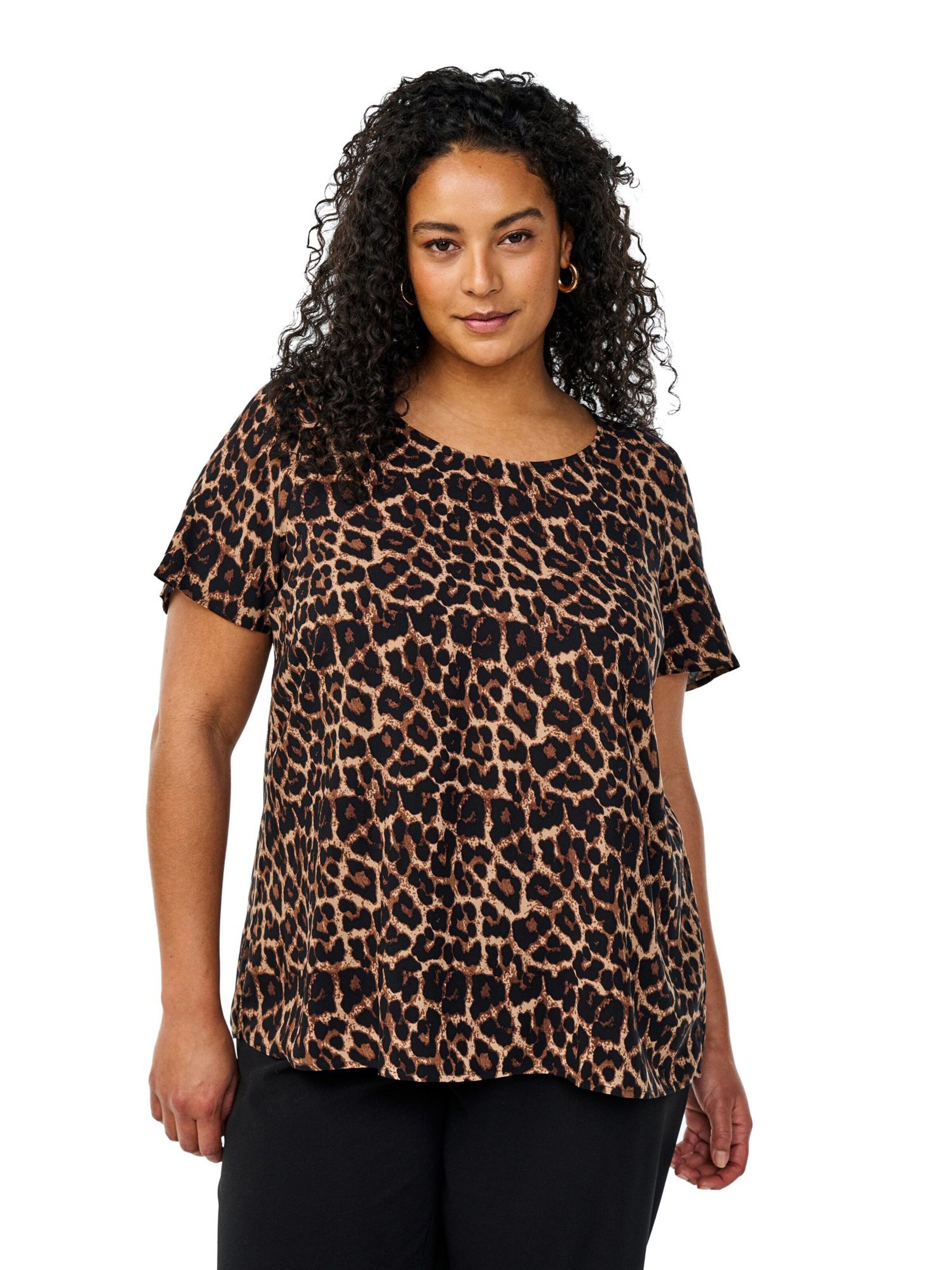 Flash by Zizzi Bluse 'Flbilly' i brun