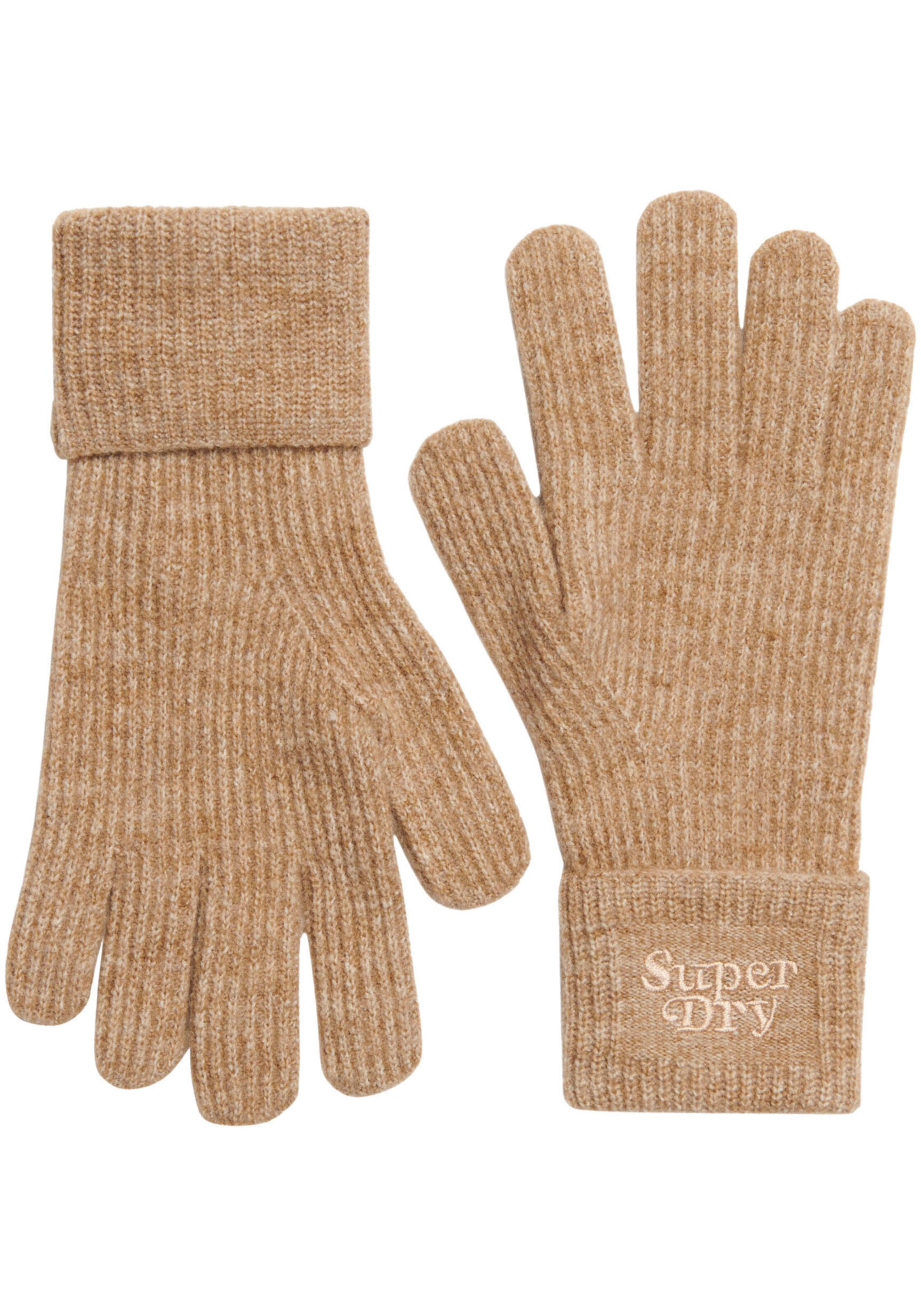 Superdry Full Finger Gloves in Brown: front